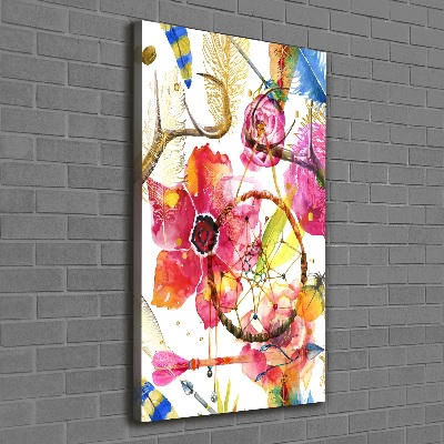 Verticaal schilderij op canvas Bloemen in boho-stijl