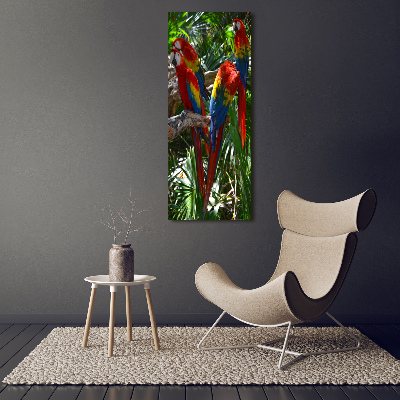 Verticaal canvasschilderij Ara papegaaien