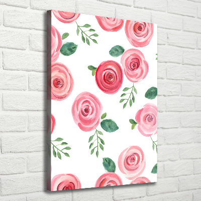 Verticaal canvasschilderij Roze rozen