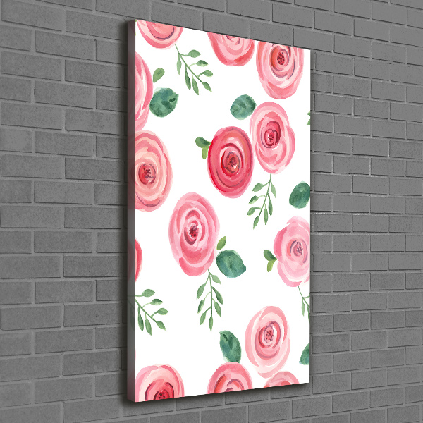 Verticaal canvasschilderij Roze rozen
