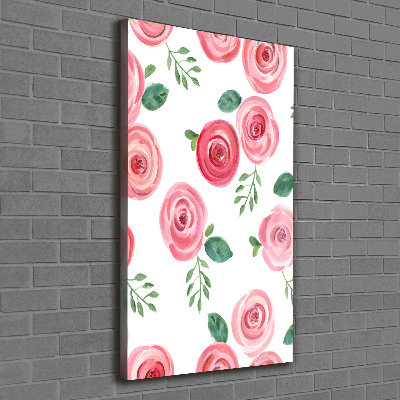 Verticaal canvasschilderij Roze rozen