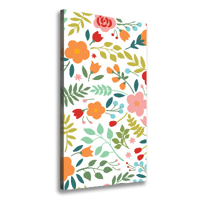 Verticaal schilderij op canvas Kleurrijke bloemen