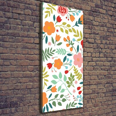Verticaal schilderij op canvas Kleurrijke bloemen