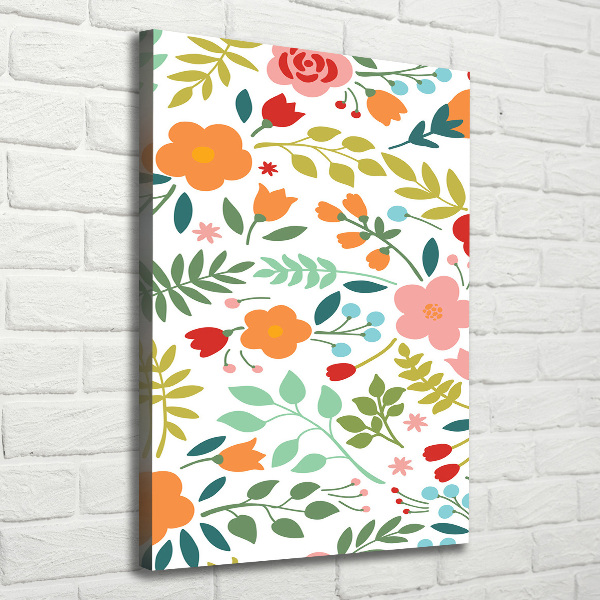 Verticaal schilderij op canvas Kleurrijke bloemen