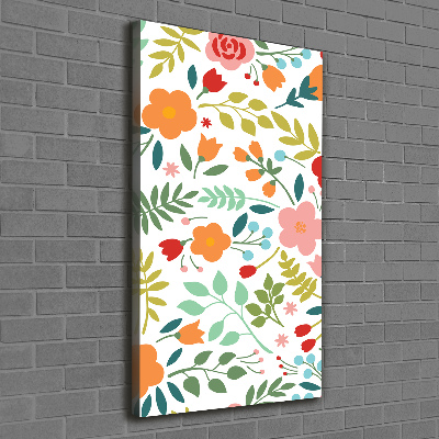 Verticaal schilderij op canvas Kleurrijke bloemen
