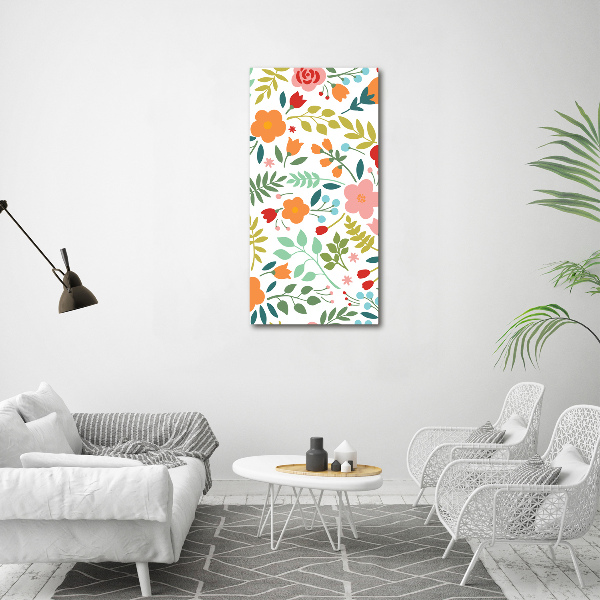 Verticaal schilderij op canvas Kleurrijke bloemen