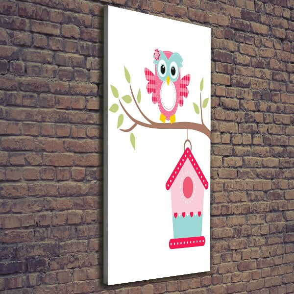 Verticale foto op canvas Uil op een tak