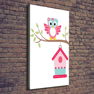 Verticale foto op canvas Uil op een tak