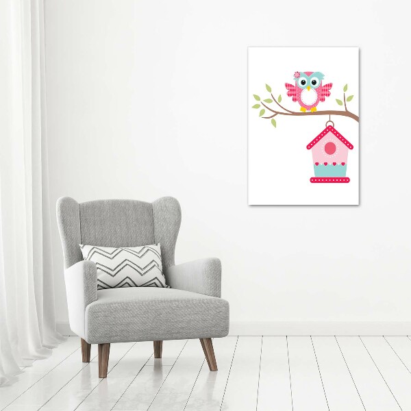 Verticale foto op canvas Uil op een tak