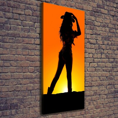 Verticale canvasfoto Silhouet van een cowgirl