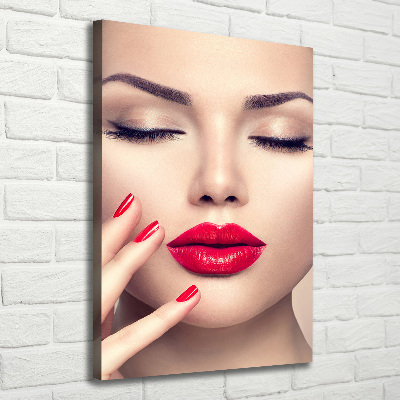 Verticale foto op canvas Rode lippen