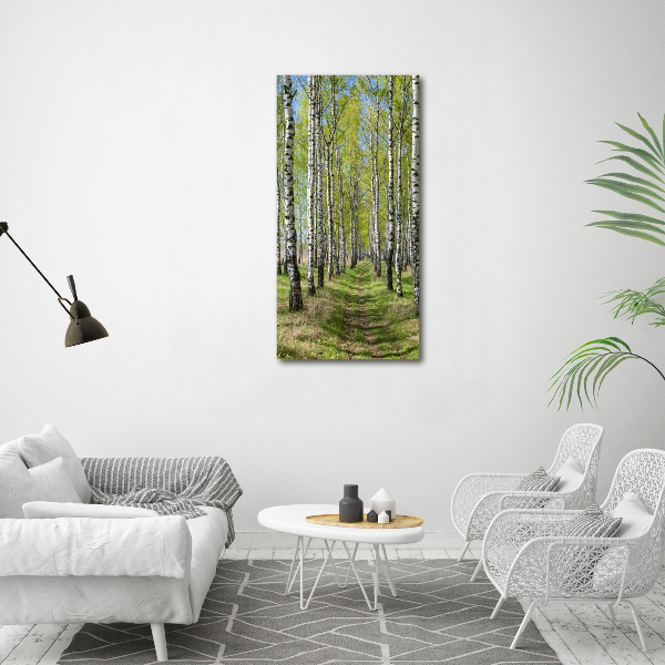 Verticaal canvasschilderij Berkenbos