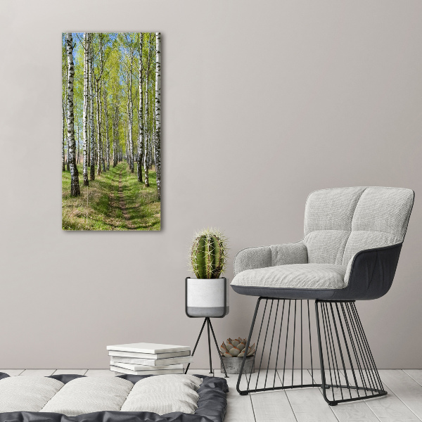 Verticaal canvasschilderij Berkenbos