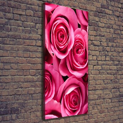 Verticaal schilderij op canvas Roze rozen