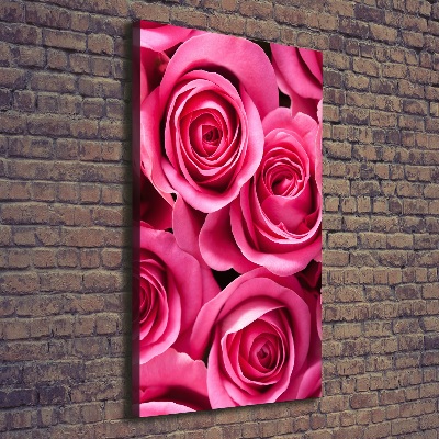 Verticaal schilderij op canvas Roze rozen