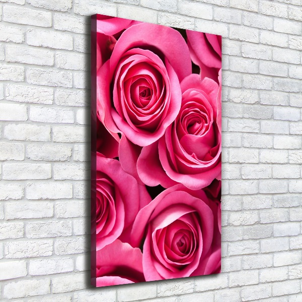 Verticaal schilderij op canvas Roze rozen