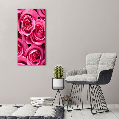 Verticaal schilderij op canvas Roze rozen