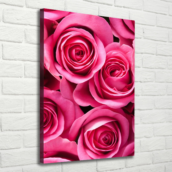 Verticaal schilderij op canvas Roze rozen