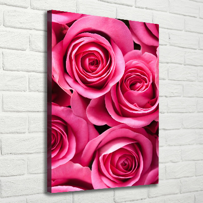Verticaal schilderij op canvas Roze rozen