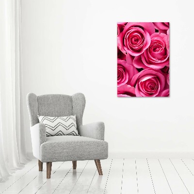 Verticaal schilderij op canvas Roze rozen