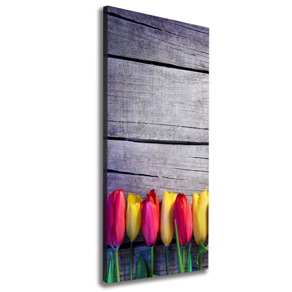 Verticale canvasfoto Kleurrijke tulpen