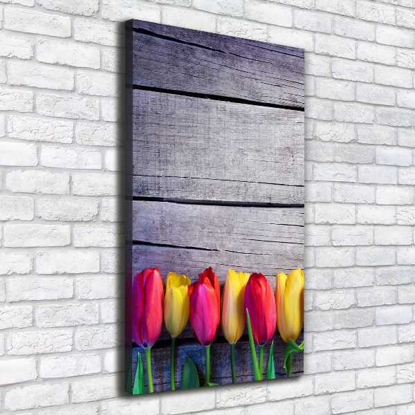 Verticale canvasfoto Kleurrijke tulpen
