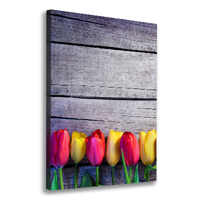 Verticale canvasfoto Kleurrijke tulpen