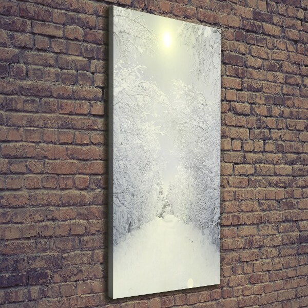 Verticaal canvasschilderij Bos in de winter