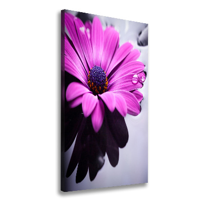 Verticaal canvasschilderij Roze gerbera