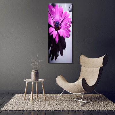 Verticaal canvasschilderij Roze gerbera