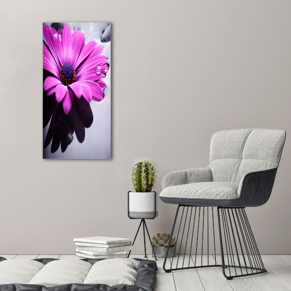 Verticaal canvasschilderij Roze gerbera