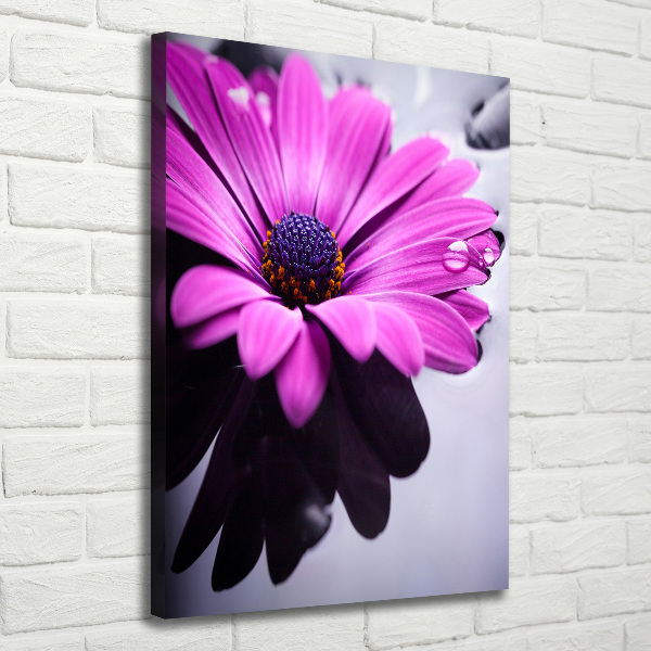Verticaal canvasschilderij Roze gerbera
