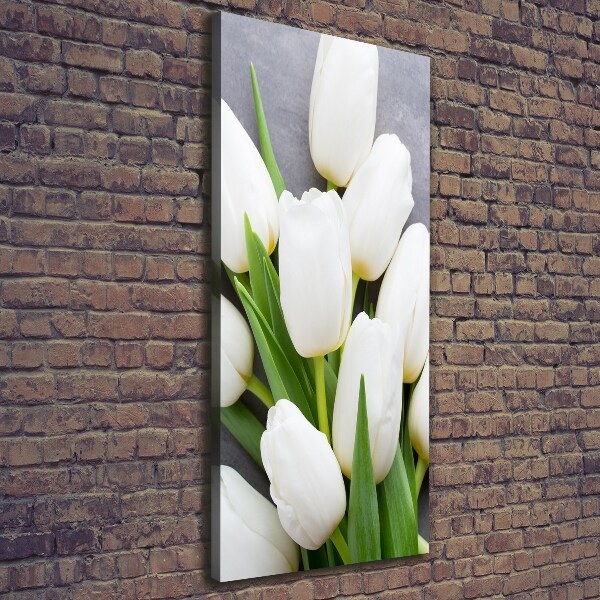 Verticale canvasfoto Witte tulpen