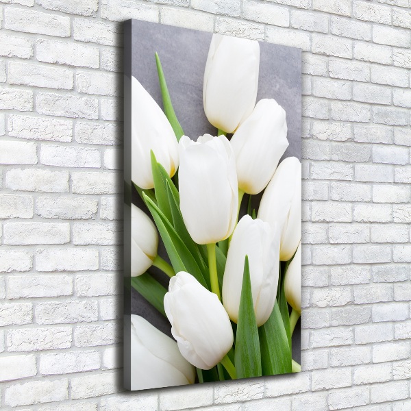 Verticale canvasfoto Witte tulpen