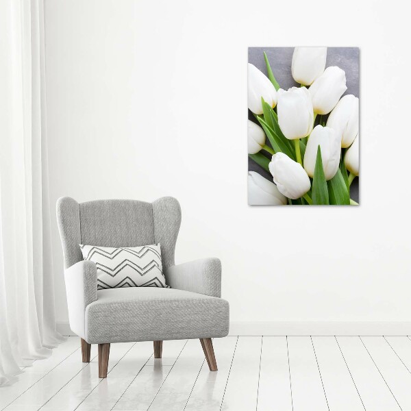 Verticale canvasfoto Witte tulpen