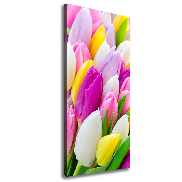 Verticaal schilderij op canvas Kleurrijke tulpen