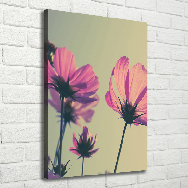 Verticale canvasfoto Roze bloemen