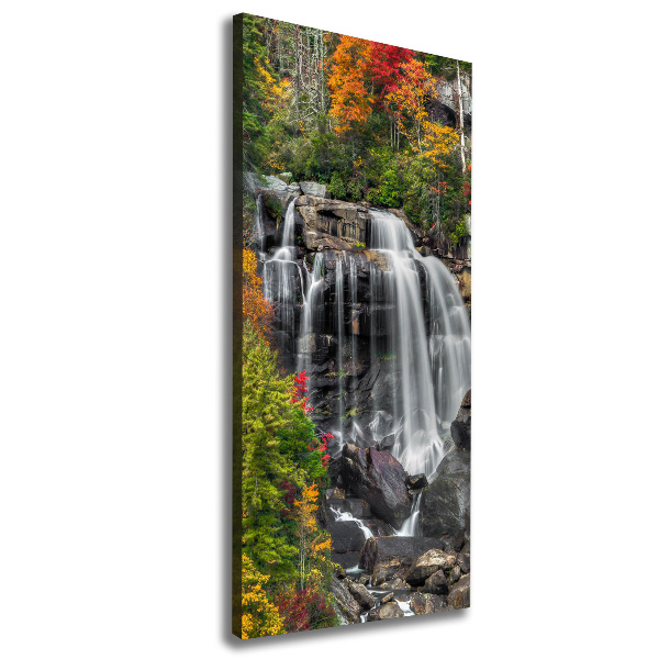 Verticaal schilderij op canvas Waterval in de herfst