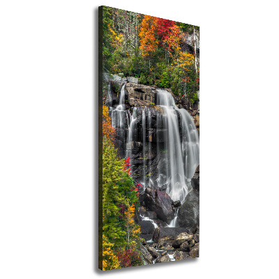 Verticaal schilderij op canvas Waterval in de herfst