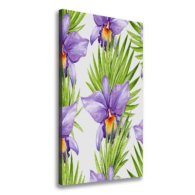 Verticaal schilderij op canvas Orchideeën en palmbomen