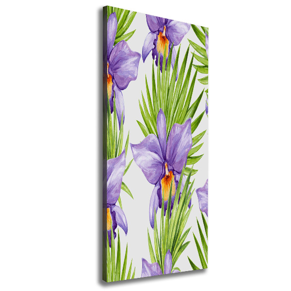 Verticaal schilderij op canvas Orchideeën en palmbomen
