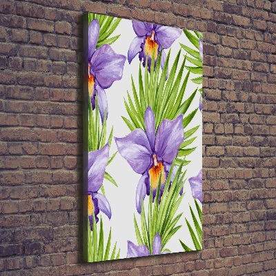 Verticaal schilderij op canvas Orchideeën en palmbomen