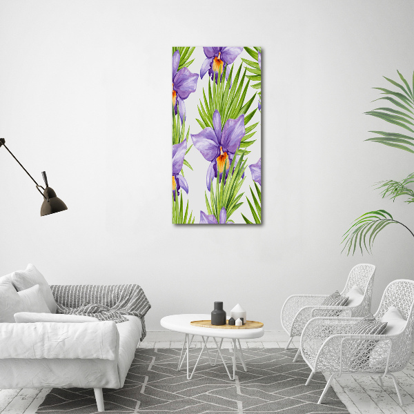 Verticaal schilderij op canvas Orchideeën en palmbomen