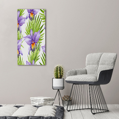 Verticaal schilderij op canvas Orchideeën en palmbomen