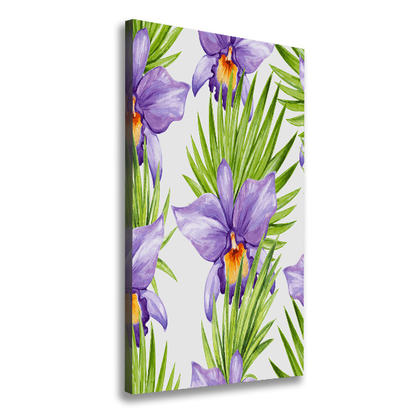 Verticaal schilderij op canvas Orchideeën en palmbomen