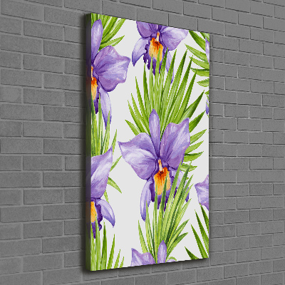 Verticaal schilderij op canvas Orchideeën en palmbomen