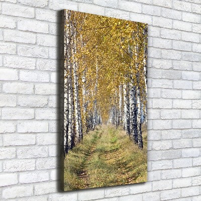 Verticaal canvasschilderij Berkenbos