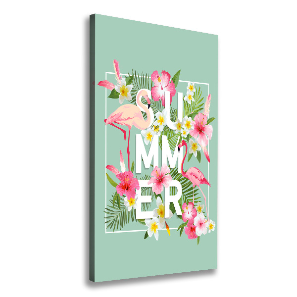 Verticale foto op canvas Vakanties en flamingo's