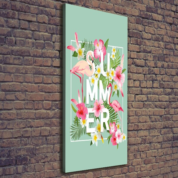 Verticale foto op canvas Vakanties en flamingo's