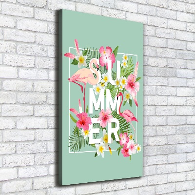 Verticale foto op canvas Vakanties en flamingo's